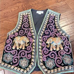 Embroidered Elephant Vest with Vibrant Accents